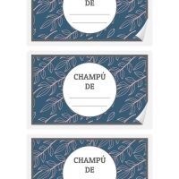 Etiqueta para Champú - Flores Azúl Marino