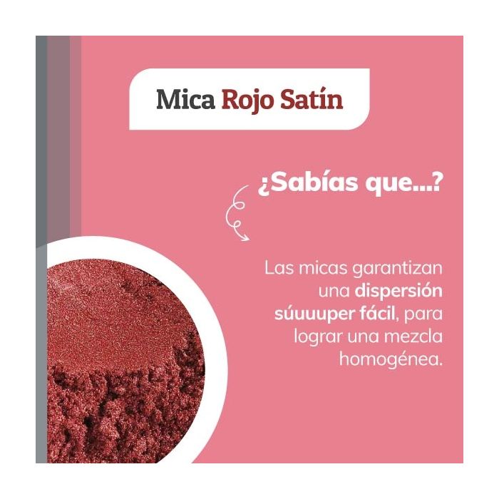Mica Rojo Satin Perlada Jabonarium - Mica Cosmética Natural