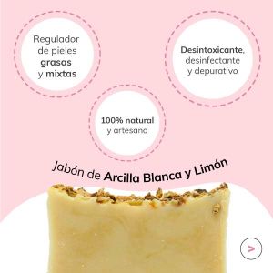 Jabón de Arcilla Blanca Caolín y Limón Jabonarium - Cosmética Natural